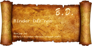 Binder Dénes névjegykártya